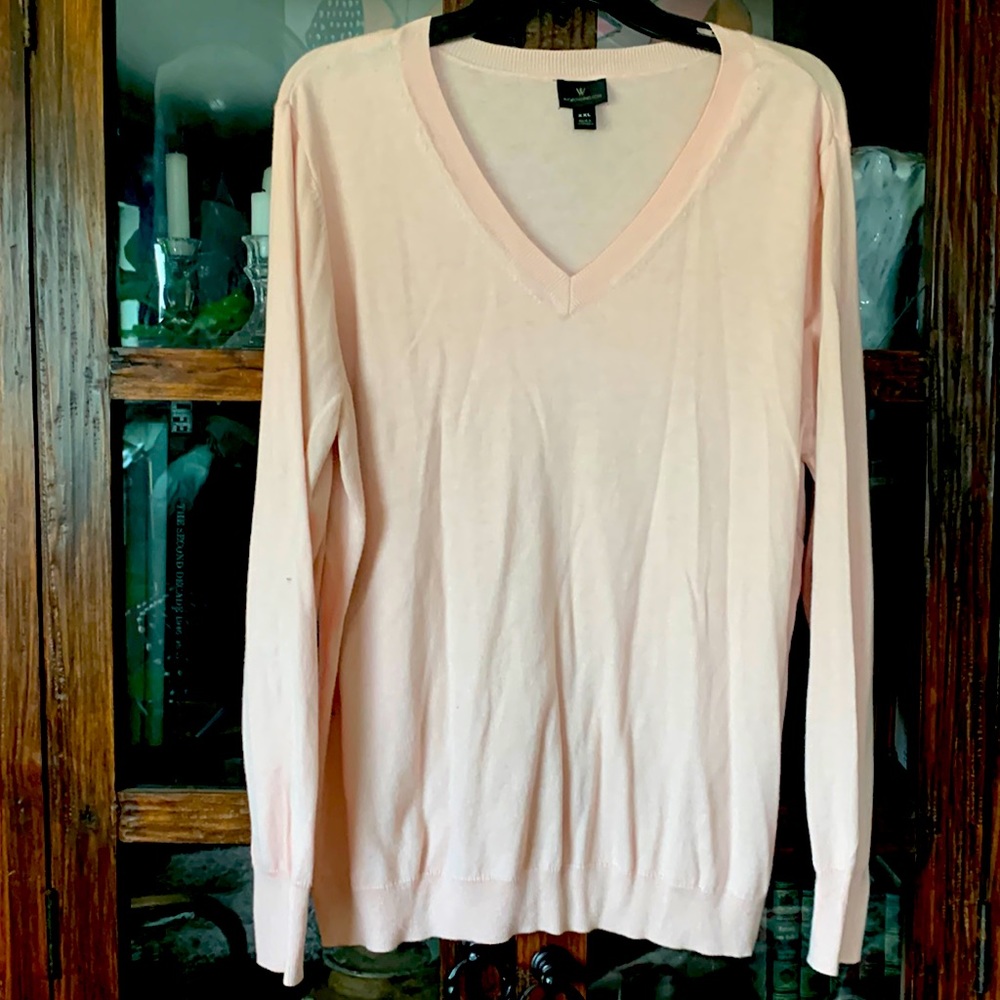 Pale Pink V neck sweater- XXL